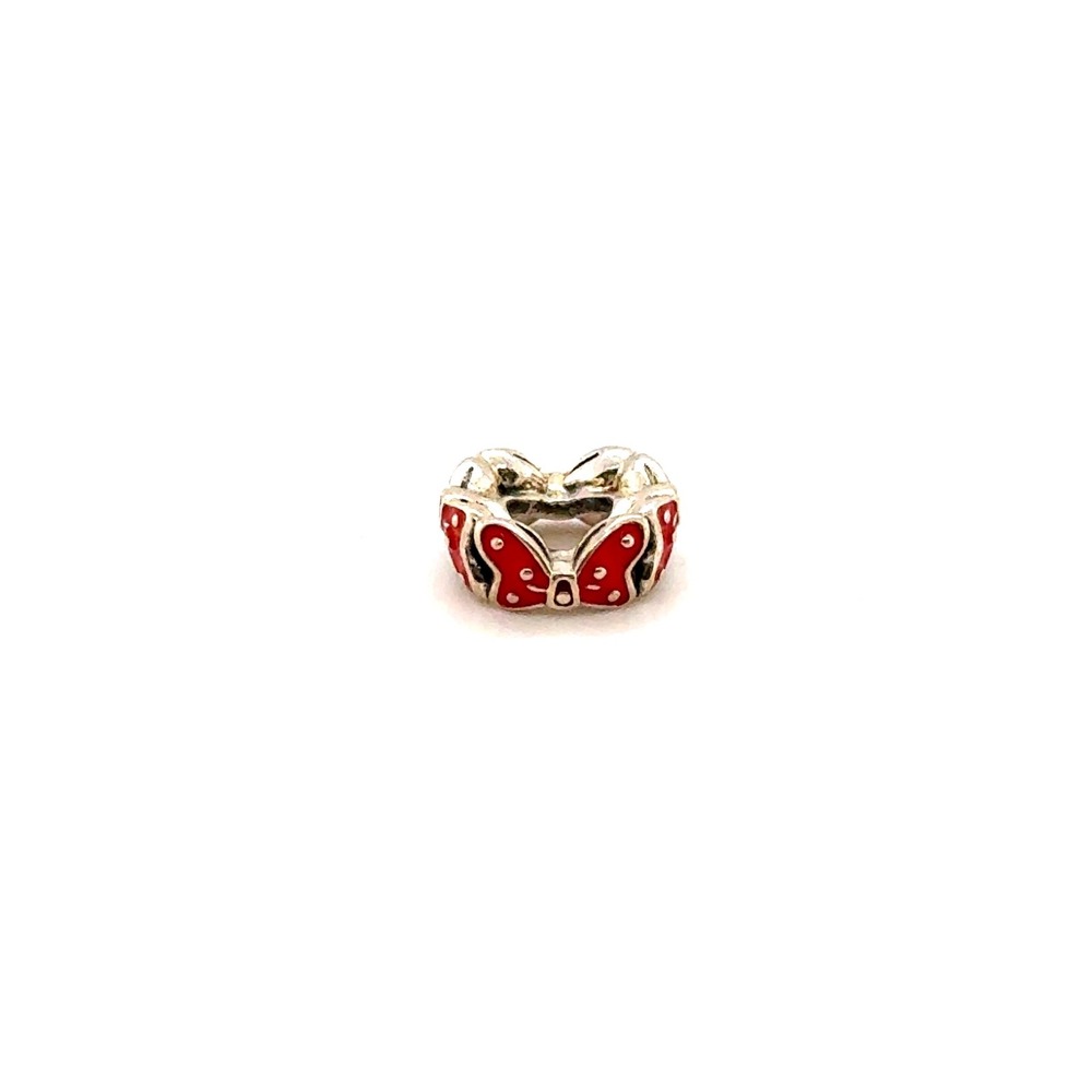 Pandora Red Enamel Polka Dot Bow Charm Sterling Silver S925 Jewelry